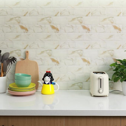 STICKGOO 10-Sheet Subway Tile Peel and Stick Backsplash, Self Adhesive Vinyl Wall Tiles, Stick on Backsplash for Kitchen and Bathroom(Thicker Design)