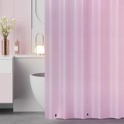 Seenus Dreamy Pink Glitter PEVA Shower Curtain Liner Long 72 x 75 Inch, Waterproof Plastic Sparkle Shower Curtain with 3 Weighted Magnets, Cute Shimmery Bathroom Décor Shower Curtain Bpa-Free