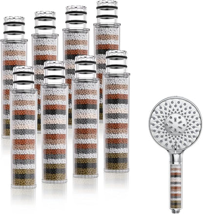 SR SUN RISE Shower Filter for Handheld Shower Head, Replacement Filters for Hard Water Remove Chlorine and Harmful Substances (8 Filters)