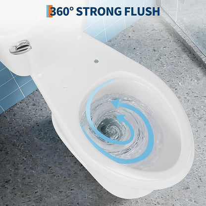 Two Piece Toilet with 19" ADA Height, Elongated Ceramic Bowl without Lid - Side Push Handle, CUPC Certified, Water Efficient 1.28 GPF