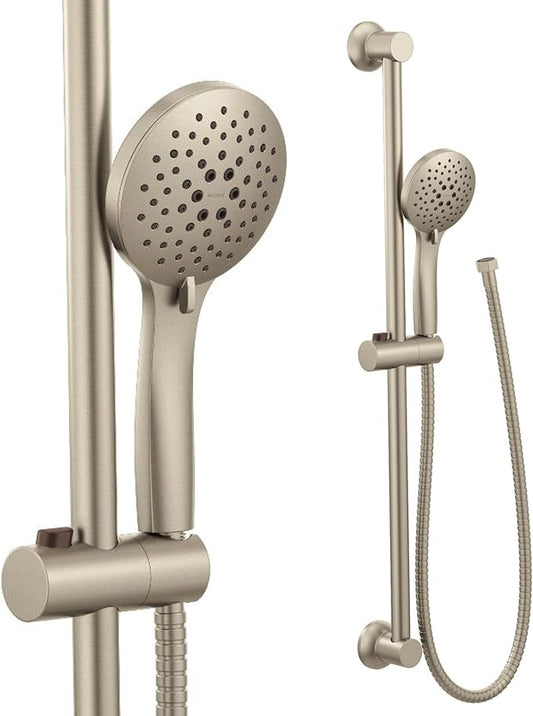 Moen Brushed Nickel Eco-Performance 5-Function Handheld Removable Shower Head, Adjustable 30-Inch Slide Bar and 69-Inch Long Hose, 3558EPBN
