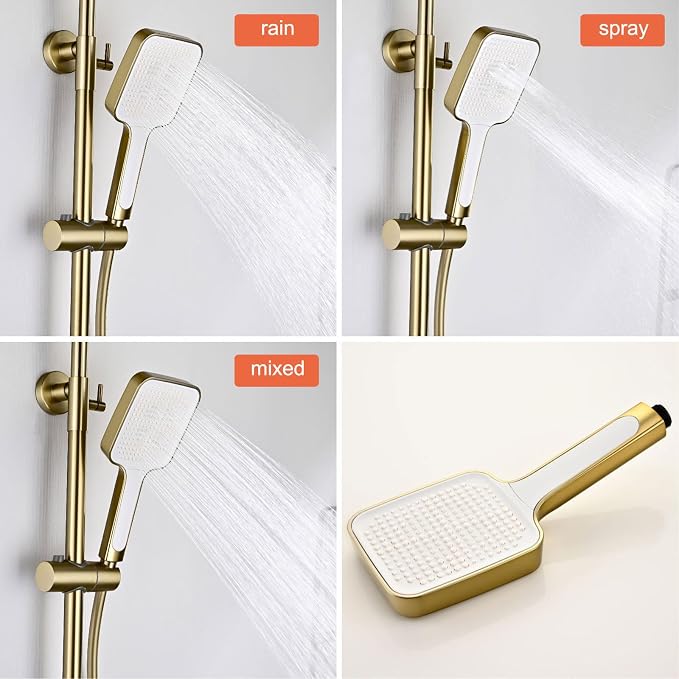 Exposed Shower System, Modern Piano Key Design, BSS0321 Shower Head Set, 30x20cm Shower Faucet Sets Complete, Handheld, Bathtub Faucet, 59A All Copper, Anti-Corrosion
