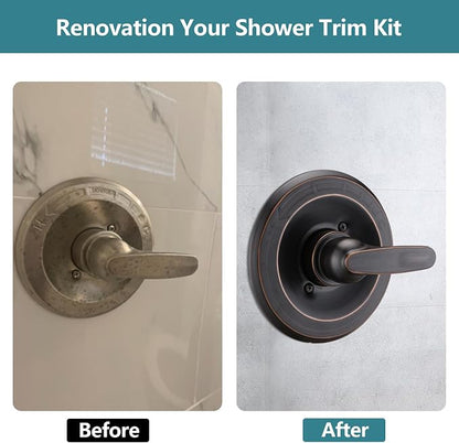 Shower Trim Kit Replacement for 13/14 Series, Shower Cover Plate with Handle (Valve& Catridge Not Inclued) (Oil Rubbed Bronze)