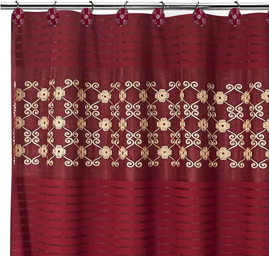 Elegant Rose Shower Curtain Fabric Shower Curtain for Bathroom Classic Unique Design Luxury Bathroom Curtain Bathtub Home Décor 72"x70", Burgundy