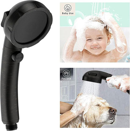High Pressure Oil-Rubbed Bronze Handheld Shower Head with ON/OFF Switch, 3 Spray Modes, Adjustable Angle Bracket, and Hose | 3 Spray Modes Shower Wand with Shut Off Button, Camper & RV Showerhead with Hose & Angle Adjustable Holder, Oil-Rubbed Bronze