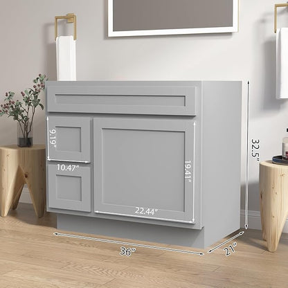 Vanity Art 72 Inch Bathroom Vanity with 2-Door 4-Drawer, Wood Bathroom Vanity Cabinet with Soft Closing Drawer, Floor Mounted Gray Cabinet Without Top VA4072-LRG