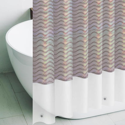Ga-Geetopia Holographic 3D EVA Shower Curtain Liner Wave, 72x72 Premium Medium Weight Clear Plastic Bathroom Shower Curtain with Rustproof Metal Grommets for Shower Stall, Bathtubs