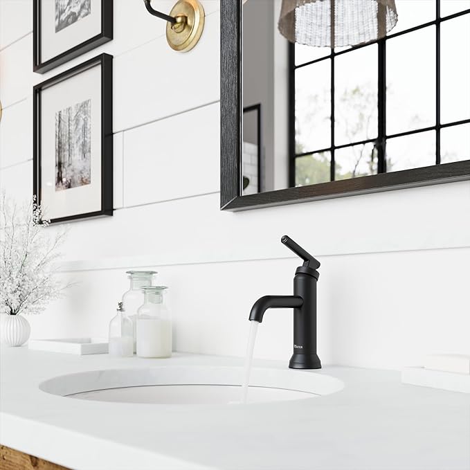 Pfister Capistrano Bathroom Sink Faucet, Single Control, 1-Handle, Single Hole, NSF Certified, Spot Defense Matte Black Finish, LF042CSOSDB
