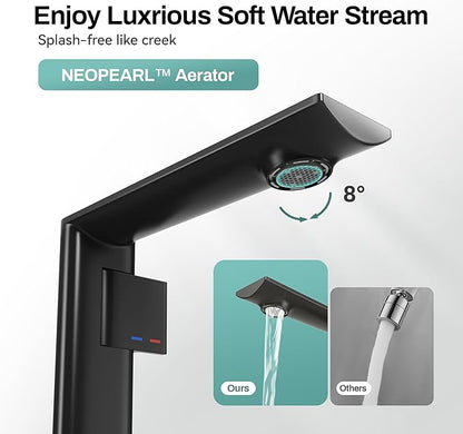 Black Bathroom Faucets 1 Hole 2 Pack, Modern Bathroom Faucet Matte Black with1-Handle, Supply Valve Core, Ceramic Cartridge, Spot-Free & Anti-Splash Finish, Inlet Pipe, 5.3" Tall, Hassle-Free Install