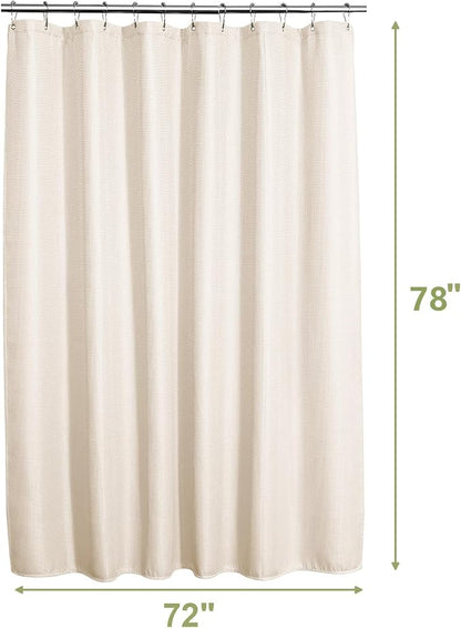 AmazerBath Cream Shower Curtain Waffle Textured, Beige Shower Curtain Fabric Thick Heavy Duty 240GSM Hotel Quality Bathroom Shower Curtains, 72 x 78 Inches