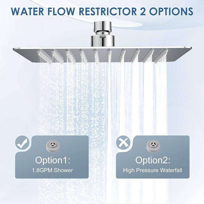 8 Inch Rain Shower Head Chrome Polished - All Metal Stainless Steel 304, Ultra Thin Design, Square Rainfall Showerheads Modern Bathroom - Full Body Coverage Bath Shower