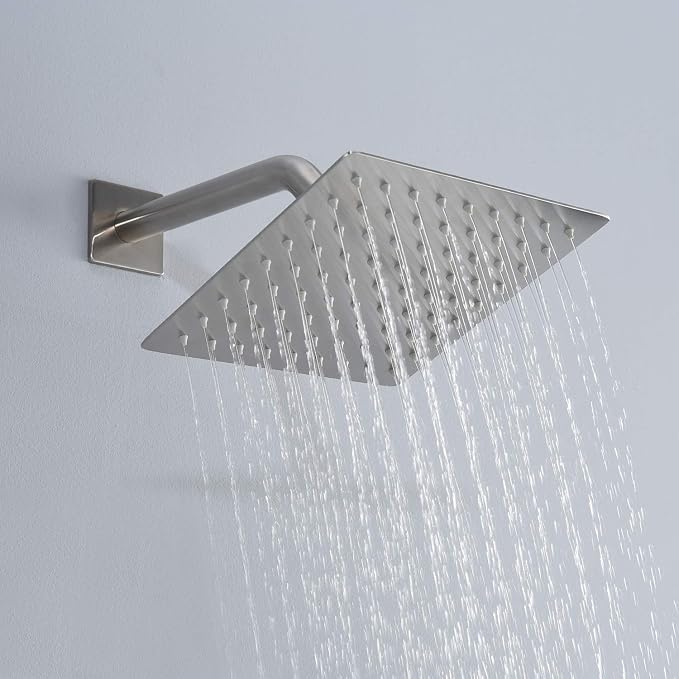 SUMERAIN Brushed Nickel Shower System with Waterfall Tub Spout | Anti-scalding Pressure Balanced Cartridge, Tub Shower Faucet, 8" Rain Shower Head, Brass Hand Shower, Rough-In Valve Included