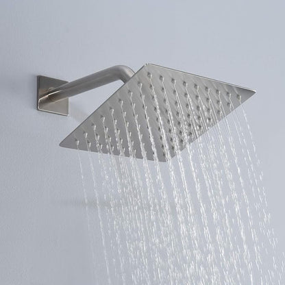 SUMERAIN Brushed Nickel Shower System with Waterfall Tub Spout | Anti-scalding Pressure Balanced Cartridge, Tub Shower Faucet, 8" Rain Shower Head, Brass Hand Shower, Rough-In Valve Included
