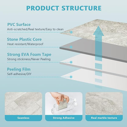 Vamos Tile 4-Piece Beige Mixed Grey Peel and Stick Backsplash Seamless Tile | 3''x6'' PVC Subway Tile,Matt Slate Stick on Backsplash for Kitchen/Bathroom/Fireplace/Laundry/Camper