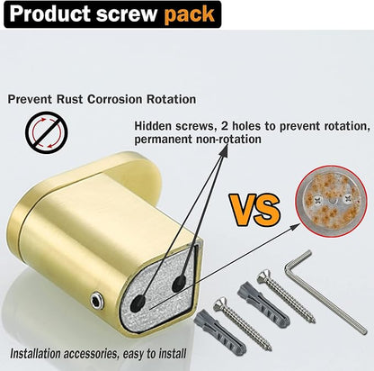 RANDOM Brushed Gold Bathroom Hardware Set Bathroom Towel Holder Set 4 Piece Include 18” Gold Towel Bar Toilet Paper Holder and 2 Towel Hooks Wall Mount Stainless Steel Brushed Gold Towel Bar Set