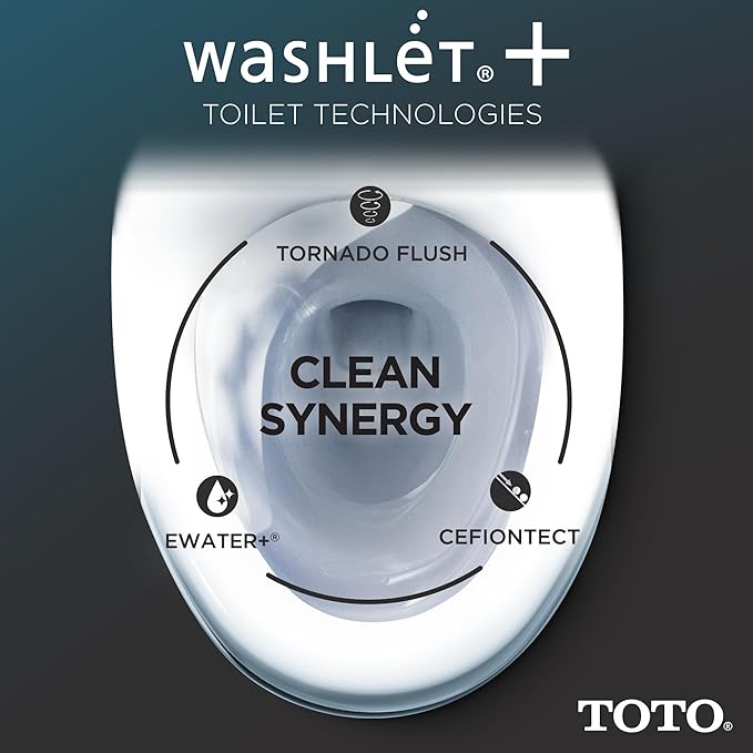 TOTO® Drake® WASHLET®+ Two-Piece Elongated 1.28 GPF TORNADO FLUSH® Toilet with S2 Bidet Seat, Cotton White - MW7763346CEG#01