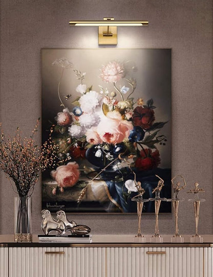 Joosenhouse LED Picture Light Fixtures Dimmable 16.53" Inch Modern Metal Artwork Hallway Lamps with Single Swing Arm, 7W (50W Eqv.), Hardwired Connection, Warm White, CRI80+, Golden-Like Brass Finish