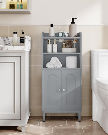 Hzuaneri Bathroom Storage Cabinet, Small Floor Cabinet with 2 Door | Toilet Paper Cabinets, Bathroom Organizer with Adjustable Shelf, for Small Spaces, Gray, Arch Door,7.1" Dx14.6 Wx32.7 H