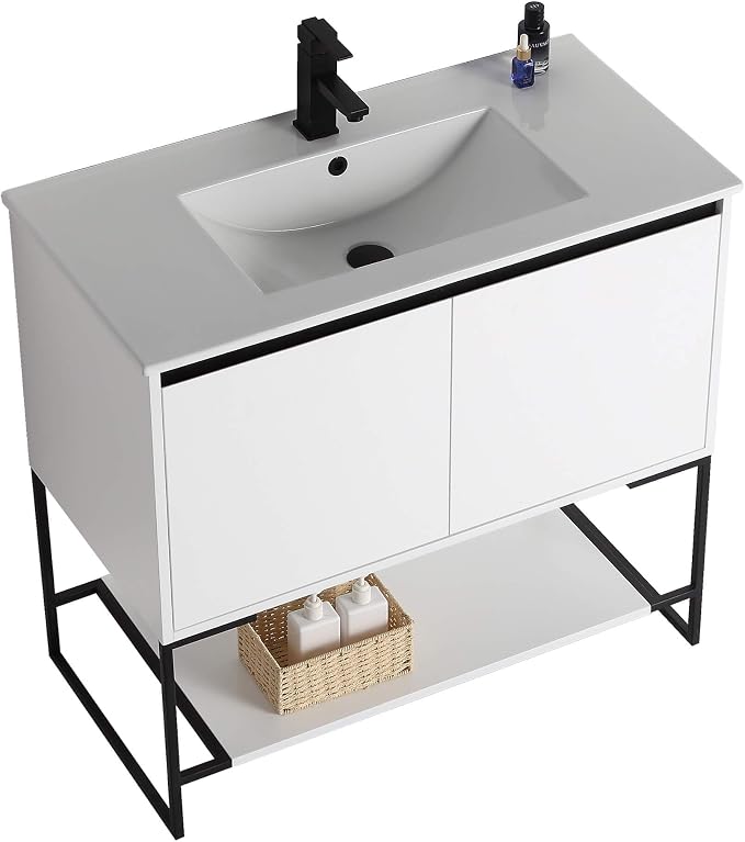 36 Inch Bathroom Vanity with Sink - Modern Knob Free Design, Elegant Space-Saving Solution for Your Bathroom - Durable, Bathroom Vanities for a Contemporary Look - Urbania Collection