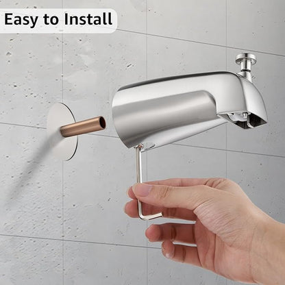Slip-on Tub Spout with Diverter, Compatible with 1/2 Inch Copper Tube Fit, Bathroom Bathtub Spout 1-Pack (Brushed Nickel)