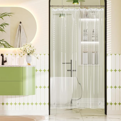 Bathway Shower Curtain Liner Clear Heavy Duty Shower Curtain Liner 60x72 Plastic Shower Liner PEVA Waterproof Shower Curtain Liner Thick for Bathroom with 3 Big Stones and 10 Rustproof Grommets