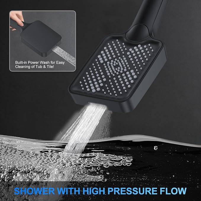 Shower Faucet Set, 12" Ceiling Mount Rainfall Shower System with 2 Rain Shower Head and Multi-function Handheld Head Push Button Diverter Shower Faucet Trim Kit (12", Oil Rubbed Bronze)