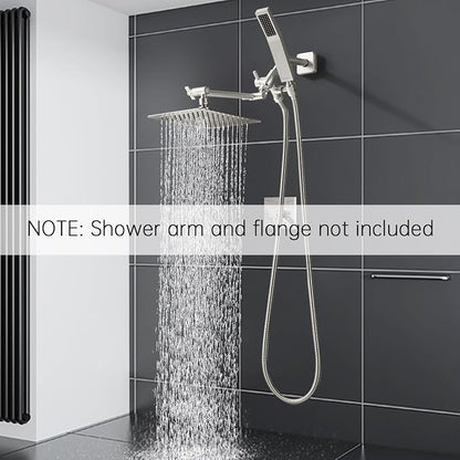 G-Promise All Metal 8" Rain Shower Head with Handheld for Bathroom Upgrade | All Metal, Built to Last, Easy Install, Adjustable Height & Angle for All Heights, Extra Long Hose, Modern Upgrade