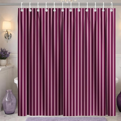 Modern Striped Shower Curtain 72x72, Elegant Classic Bathroom Decor | Vertical Pink and Purple Lines Bathroom Decor,Include Hooks,Waterproof Polyester Fabric,Abstract Geometric Shower Curtain