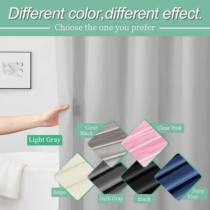 Mrs Awesome Grey Shower Curtain Liner with 3 Magnets, 72x72, Light Gray | 12 Rustproof Grommets, Premium Plastic Shower Curtain for Bathroom Lightweight & Waterproof,72W x 72H