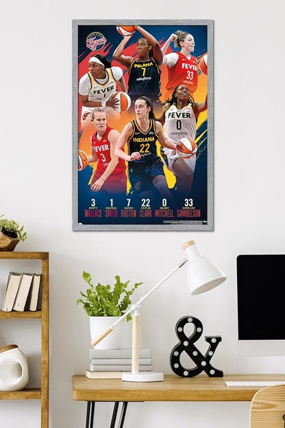 Trends International WNBA Indiana Fever -Team 24 Wall Poster, 34L x 22.4W, Gray Framed Version