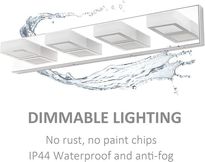 Ralbay Dimmable Bathroom Lights Modern 4 Lights Vanity Lights Fixtures Acrylic Rotable 360° LED Modern Vanity Lighting for Bathroom