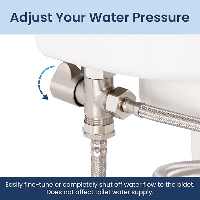 LUXE Bidet 7/8" x 7/8" x 1/2" Shut-Off Valve T-Adapter for Bidets, Compatible with NEO Series Bidet Attachments (Winged, Nickel Finish)