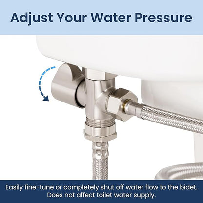 LUXE Bidet 7/8" x 7/8" x 1/2" Shut-Off Valve T-Adapter for Bidets, Compatible with NEO Series Bidet Attachments (Winged, Nickel Finish)