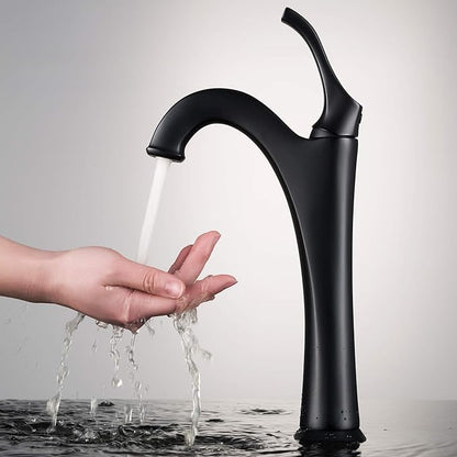 KRAUS Elavo 19-inch Modern Rectangular White Porcelain Ceramic Bathroom Vessel Sink and Matte Black Arlo Faucet Combo Set with Pop-Up Drain, C-KCV-121-1200MB