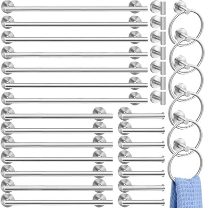 Gisafai 35 Pcs Brushed Nickel Bathroom Accessories Hardware Set Silver Towel Racks for Bathroom SUS304 Stainless Steel 23.6 Inch Brushed Towel Bar Ring Toilet Paper Holder Robe Hooks Wall Mounted