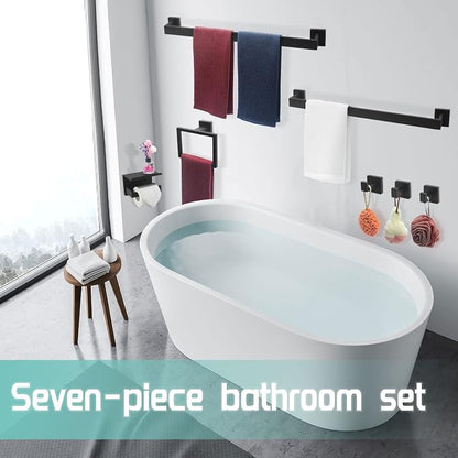 Dorudon atrox Matte Black Bathroom Hardware Set Towel Bar Set Black Bathroom Hardware Accessories Set with Towel Bars, Stainless Steel Wall Mounted Bathroom Towel Rack Set Square