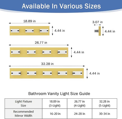 LED Gold Bathroom Light Fixtures, 4-Light 27W 5CCT Modern Vanity Lights | NOVELUX LED Gold Bathroom Light Fixtures, 4-Light Modern Vanity Lights , ETL Listed, 27W 5CCT Adjustable