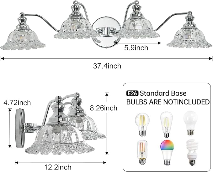 Chrome 4 Light Vanity Light Bathroom Light