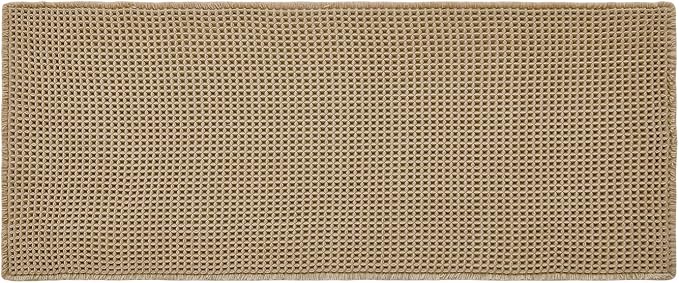 TYUU Waffle Runner Rug Bathroom, Long Boho Bath Mat Non Slip, 72x24 Khaki | Super Absorbent Quick Dry Bath Rug, Non-Slip Backing, Soft Waffle Washable Farmhouse Bathroom Mats, Tub, Shower & Home Decor