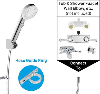 RV Shower Head with Hose, High Pressure Shower Head with Handheld On Off Switch, Travel Trailer, Motorhome and Boat and Camper Must Have RV Accessories Replacement Part, Chrome and White