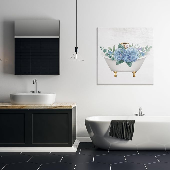 Stupell Industries Chic Bathtub Hydrangea Blossoms Canvas Wall Art, Design by Lil' Rue | Stupell Industries | 30 x 30 Inches, Easy to Hang and Sturdy, Made in USA, by Lil' Rue