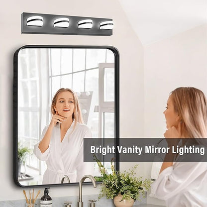 LED Bathroom Vanity Light, 360°Rotatable, Nature White 5000K 4Light, Black Modern Matte Bathroom Lighting Fixtures, Over Mirror Vanity Lights ETL Certified