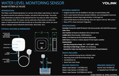 YoLink Water Leak Sensor 3, with Built-in Siren Up to 105dB, Compatible with Alexa and IFTTT - YoLink Hub Required