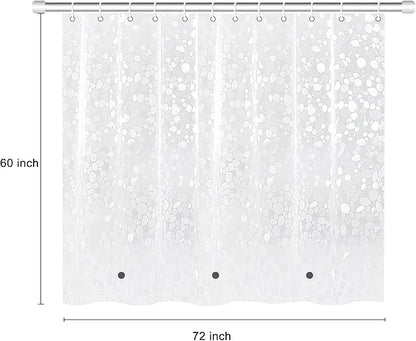 60 inch Height Shorted 8G Waterproof Shower Curtain Liner, Pebble Pattern, 3 Heavy Duty Magnets, Premium EVA Material Not PVC(72W x 60H)