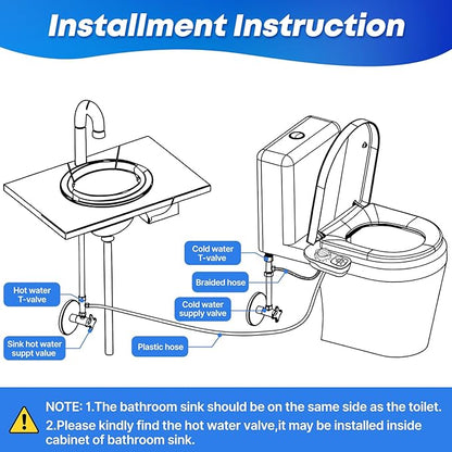 Hot and Cold Bidet Attachment for Toilet, Ultra-Slim Bidet Attachment Warm Water, Non-electric Adjustable Pressure Self Cleaning Dual Nozzle Control for Posterior, Feminine Wash