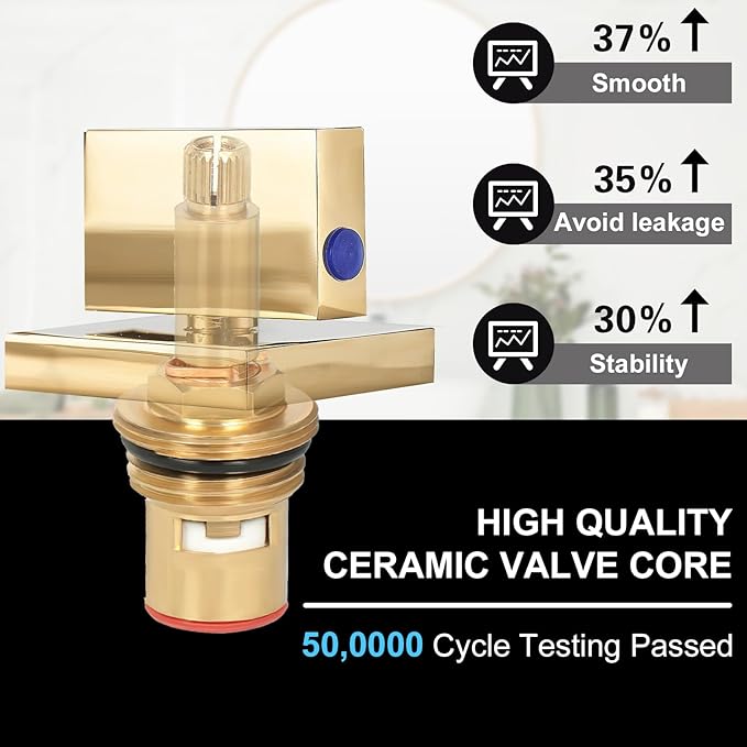 becola Gold Bathroom Faucet 3 Hole,Ultrathin Low Arc 8 inch Widespread Bathroom Faucet,Waterfall Bathroom Faucet,2-Handle Modern Vanity Faucet with Hot and Cold Water Supply Hoses