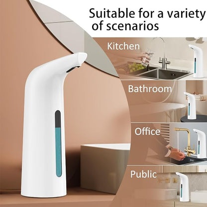 Automatic Liquid Soap Dispenser, 4-Level,Rechargeable | Plastic,13.5oz/400ml White Touchless Electric Hand & Dish Countertop Soap Dispensers with Sensor for Bathroom,Kitchen Sink