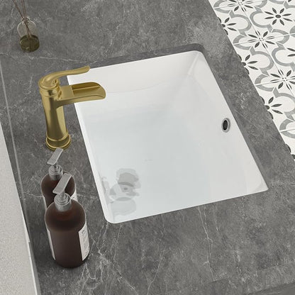 Mocoloo Undermount Bathroom Sink 20 x 15 Rectangle Porcelain White Ceramic Bathroom Sink 7 1/2 Inch Deep with Overflow Drain Lavatory Vanity Sink Under Mounted the Counter