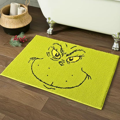 Collectibles Grinch by Dr. Seuss Holiday & Christmas Non Slip Plush Poly Knit Bathroom Mat Rug, 21x34, (Officially Licensed Product) by Franco