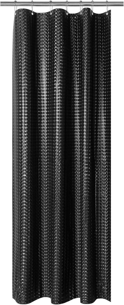 Barossa Design Black Stall Size Shower Curtain Liner 36" W x 72" H - Waterproof PEVA Plastic Shower Liner for Small Bathroom Stall, Lightweight, 3 Magnets & Metal Grommets - Dimensional Black, 36x72